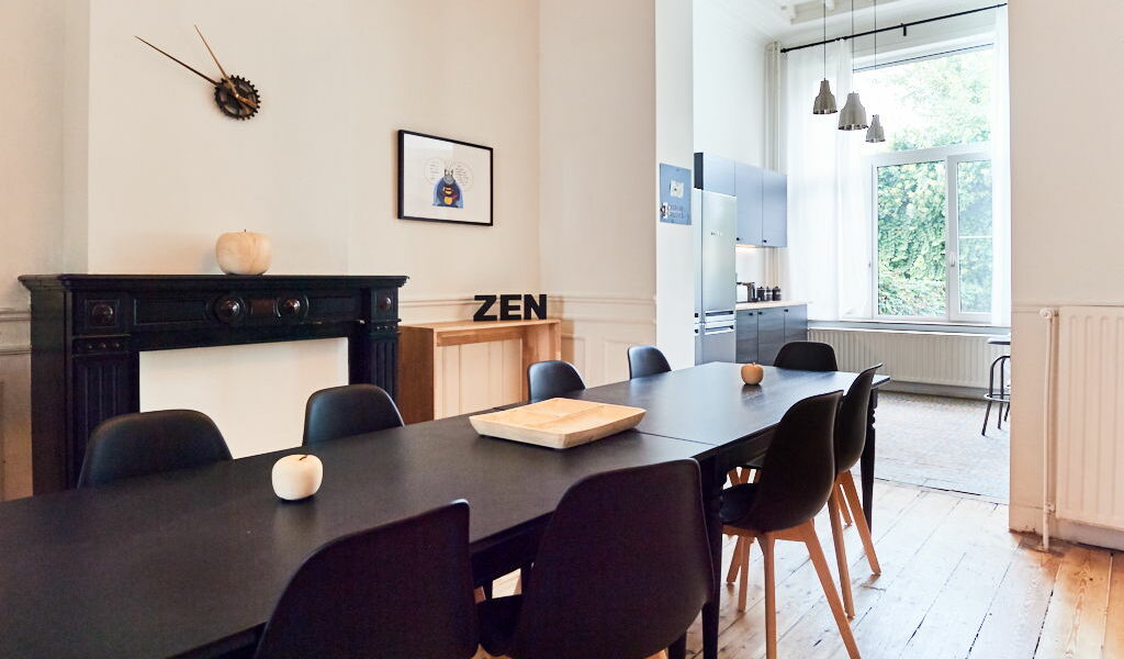 beautiful dining room with design furniture in a shared house for expats
