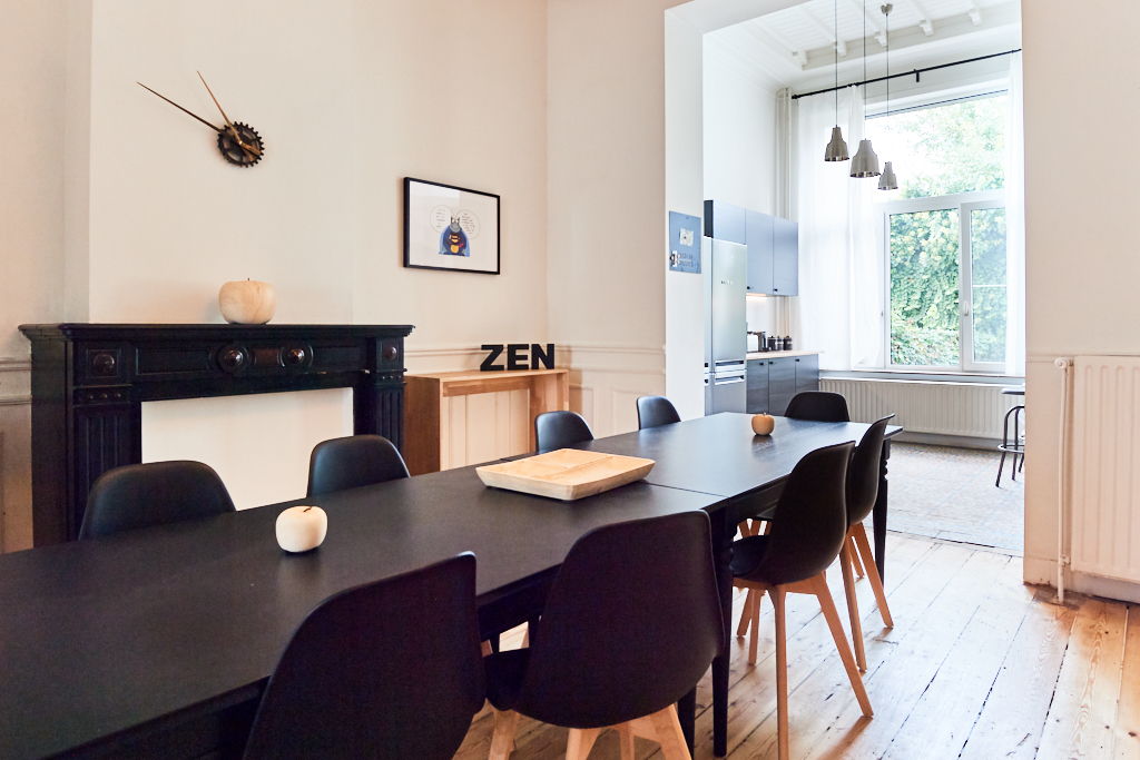 beautiful dining room with design furniture in a shared house for expats