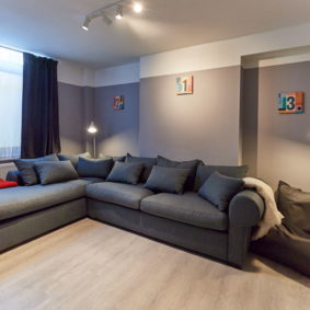 chilling room including large flat screen TV with Netflix and a comfortable large sofa in a flatshare in the hearth of Brussels