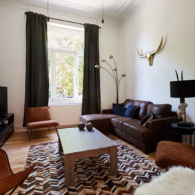 beautifully decorated living room in a shared flat for expats