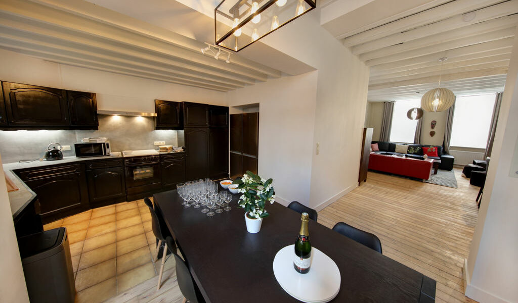 spacious living room in a shared house for 8 young professionals close to the city center of Brussels