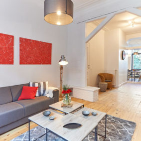 spacious living room in a shared house for 10 young professionals close to Brussels city center