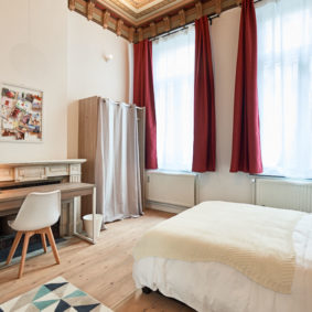 well designed room with quality furniture and a private shower in a house sharing in Brussels