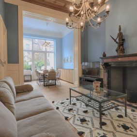 elegant and well designed living room in a cohousing for expats in Brussels