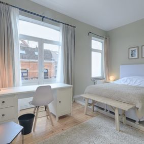 well designed room with a private shower in a shared house for expats in Brussels