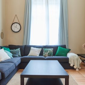 lovely living room decorated with taste in a fully refurbished coliving space in brussels with young international workers