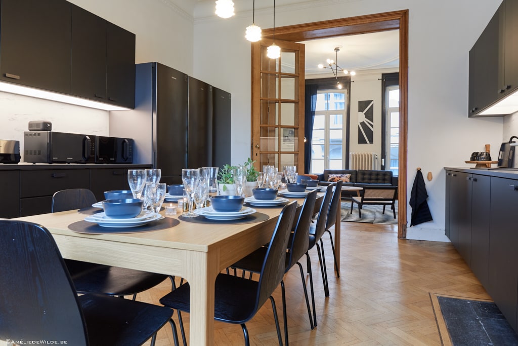 Fully-furnished kitchen for a shared space in Brussels Ixelles with young expats