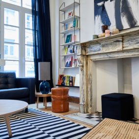 lovely living room decorated with taste in a fully refurbished coliving space in brussels with young international workers