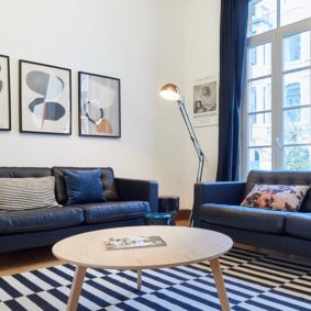 lovely living room decorated and designed with taste in a fully renovated shared house in brussels with young international workers and expats