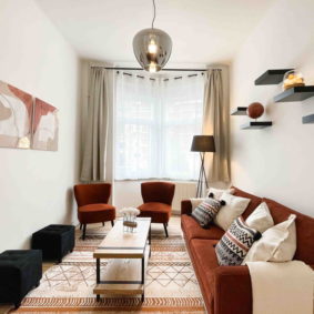 lovely living room decorated with taste in a fully refurbished coliving space in brussels with young international workers
