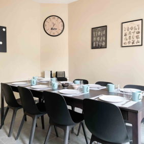 Stylish dining room in our beautiful Cesar house with large table