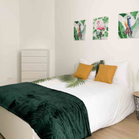 Fully decorated and fully furnished bedroom in a shared house for young expats