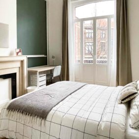 Tranquil private bedroom in ShareHomeBrussels cohousing within Josaphat Park vicinity