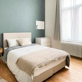 Cozy bedroom in ShareHomeBrussels cohousing within Josaphat Park vicinity